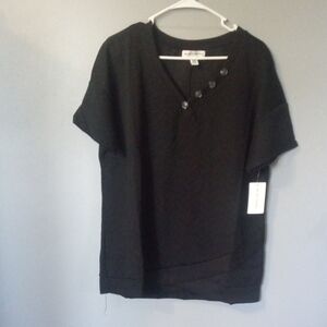 New York Laundry Women's Black Short Sleeve Pullover Top Size Large